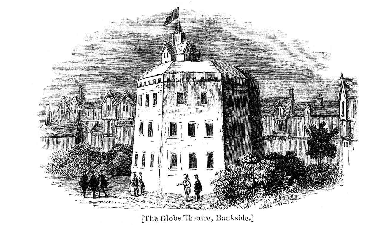 Globe Theatre, Bankside, Southwark, London, slik det så ut c1598 av Unbekannt
