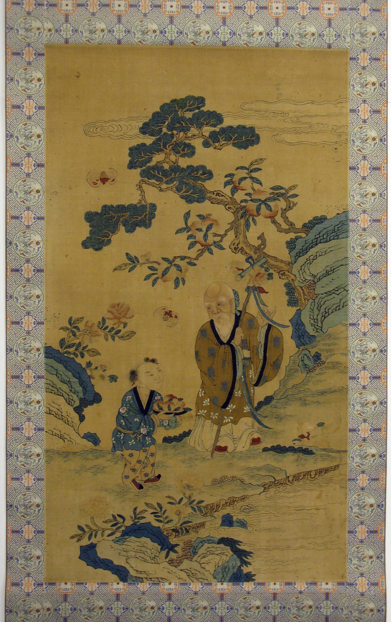 God of Longevity Shoulao og gutt, 1800-tallet. av Unbekannt