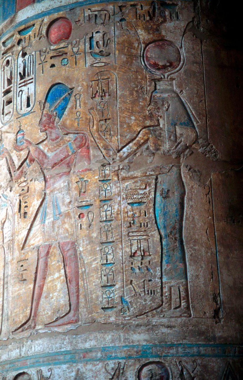 Gudinnen Isis med kong Tuthmosis III, gammel egyptisk, 1400-tallet f.Kr av Unbekannt