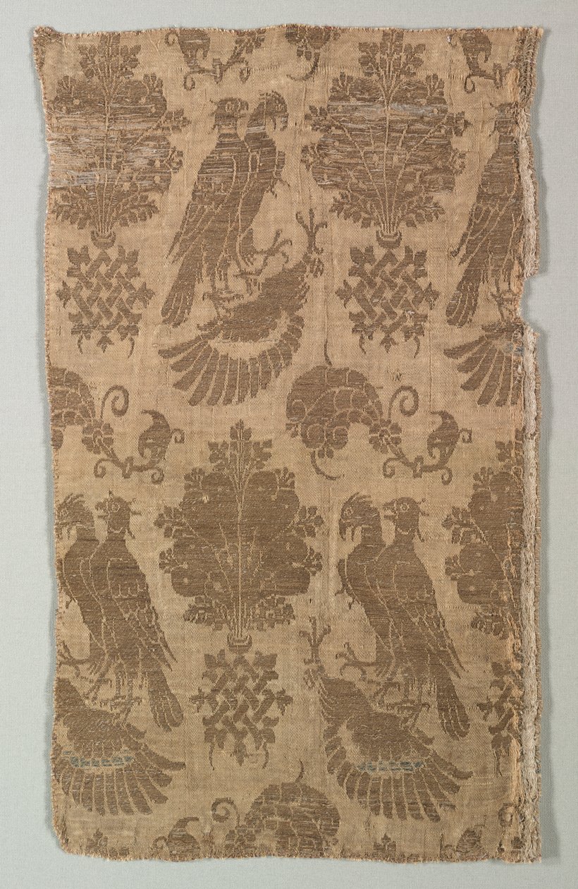 Gullmønstret silke med falker og heraldik, 1360-1400. av Unbekannt