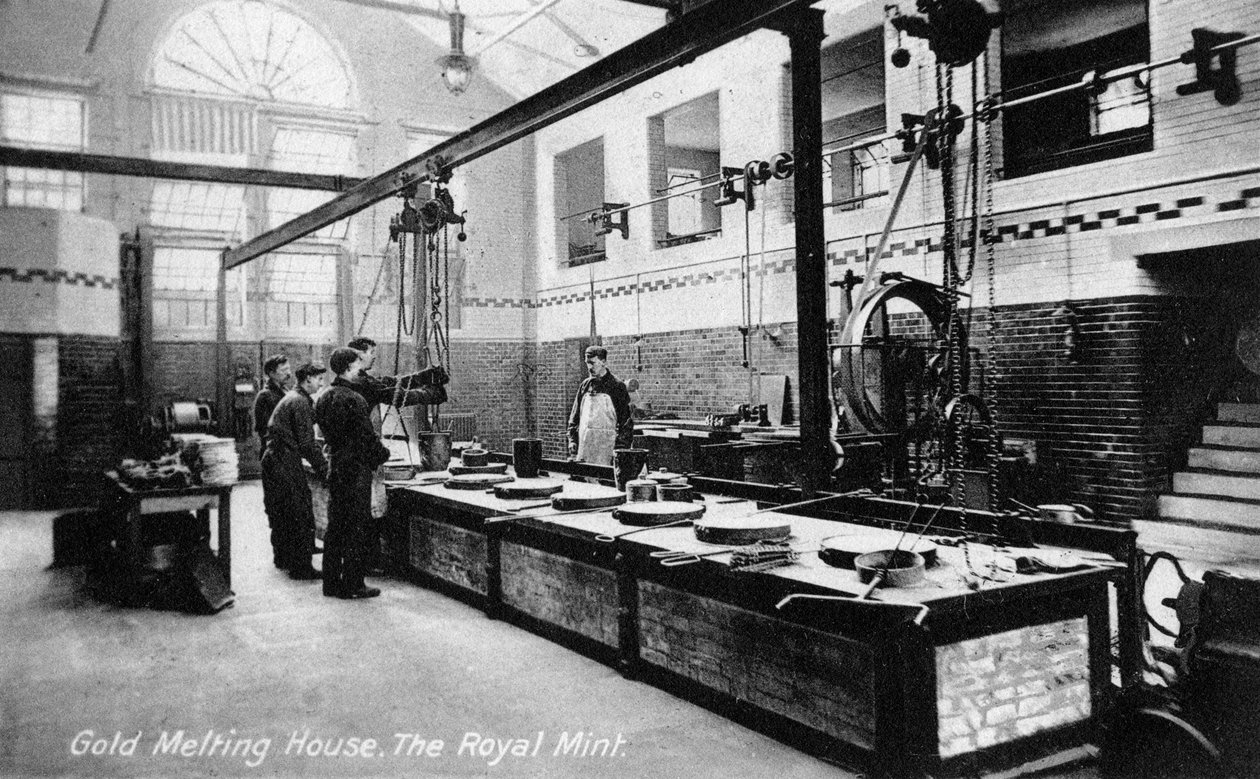 Gold Melting House, Royal Mint, Tower Hill, London, tidlig på 1900-tallet av Unbekannt