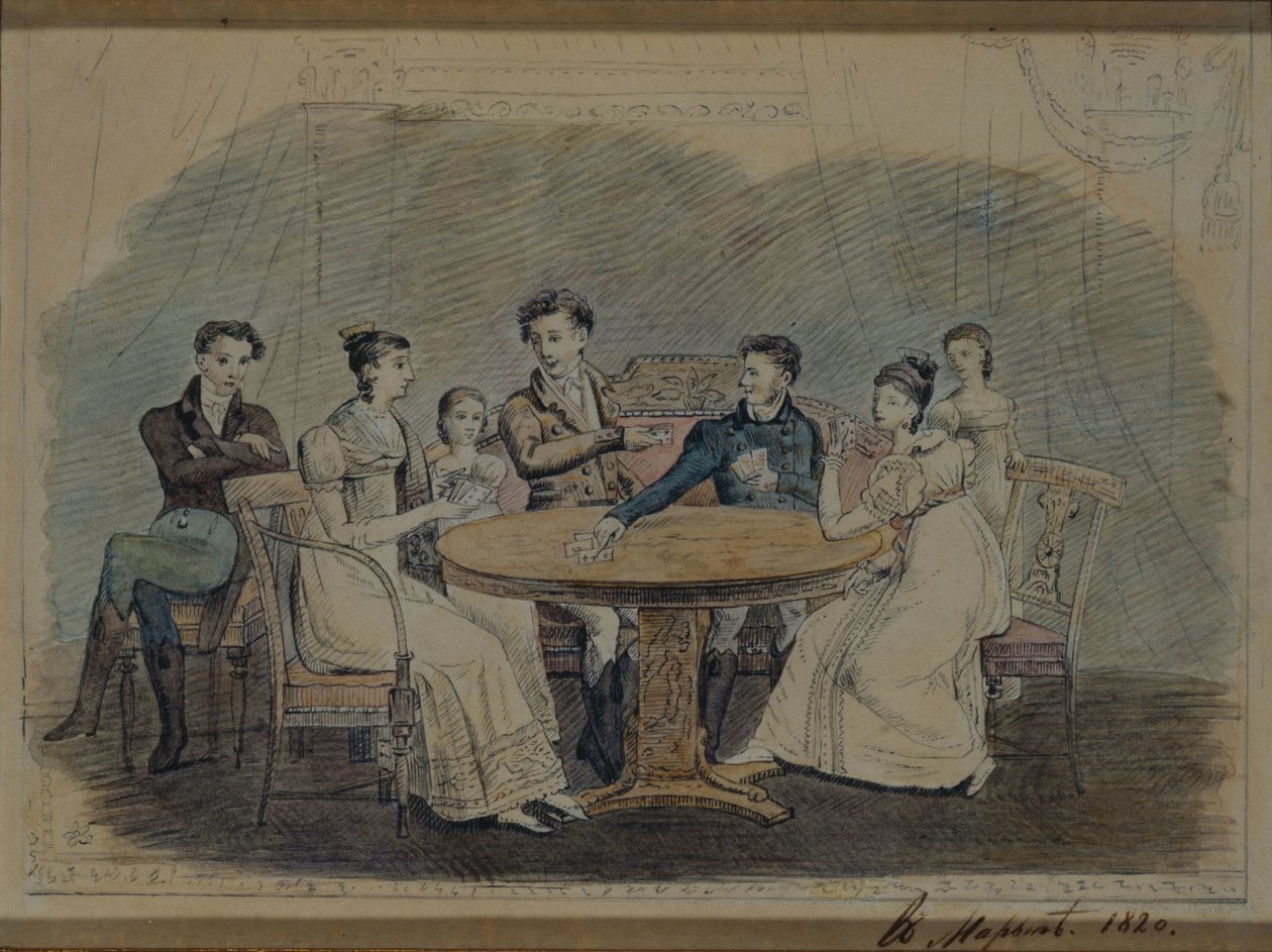 Golitsyn-familien ved bordet, 1820 av Unbekannt