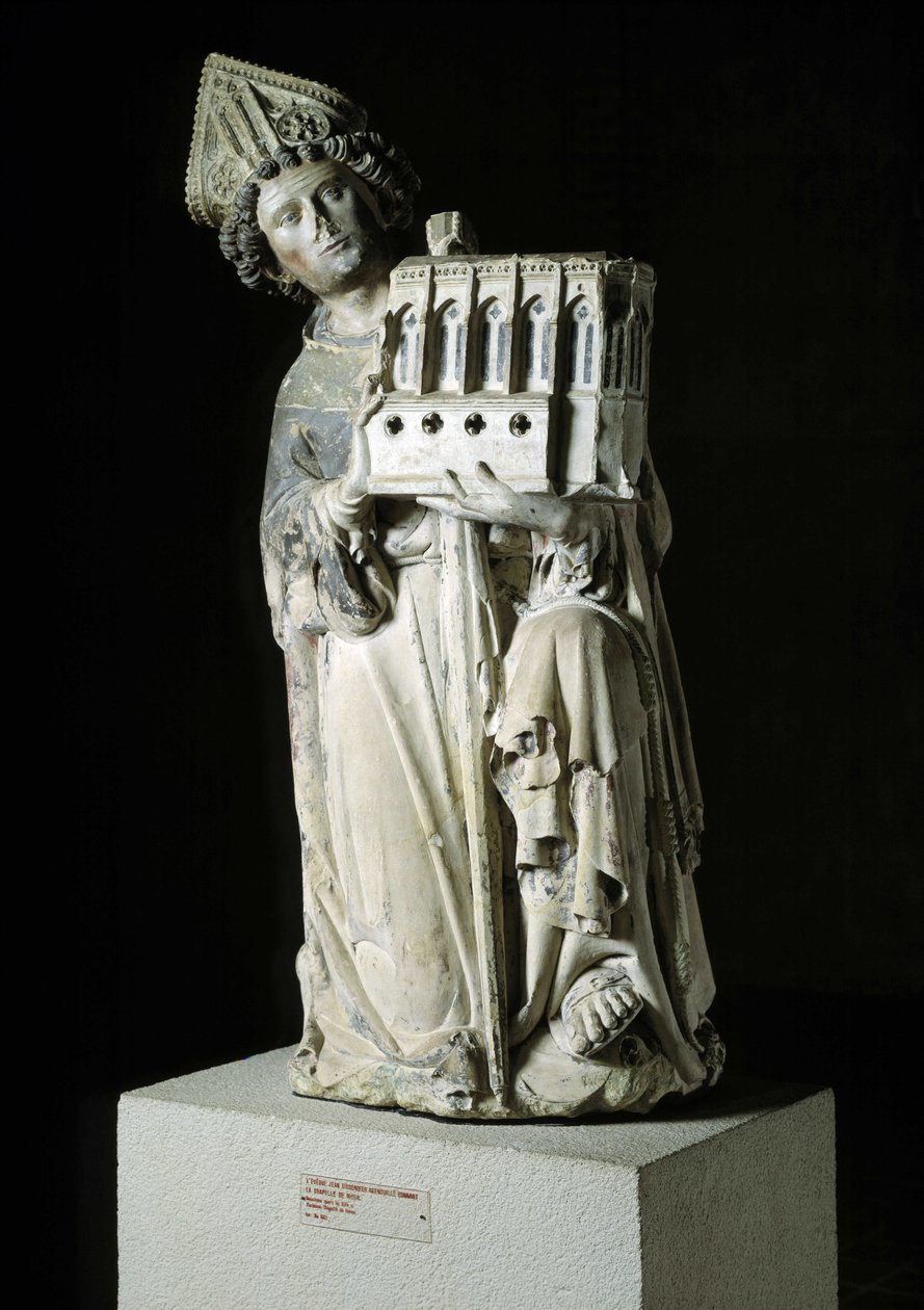 Gotisk kunst: representasjon av Jean Tissandier, eveque av Rieux-Volvestre som giver. Statue av kapellet i Rieux i Cordeliers-kirken laget av mesteren av Rieux rundt 1333-1334 Polykrom stein. cm 132 Toulouse av Unbekannt