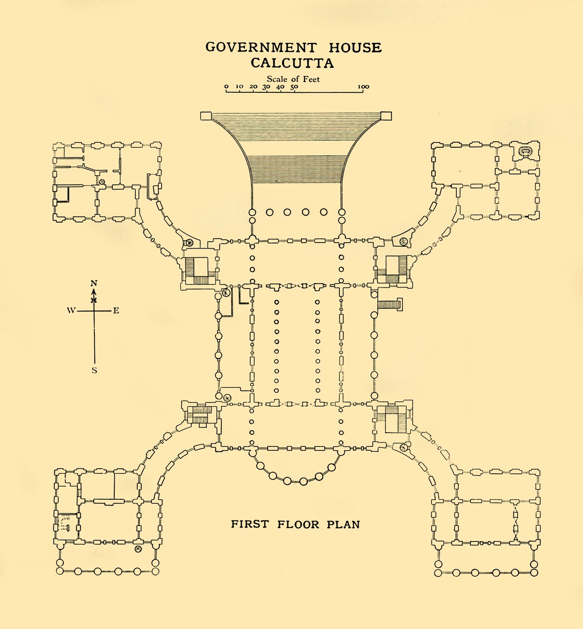 Regjeringshuset Calcutta - Første etasjeplan, 1925. av Unbekannt