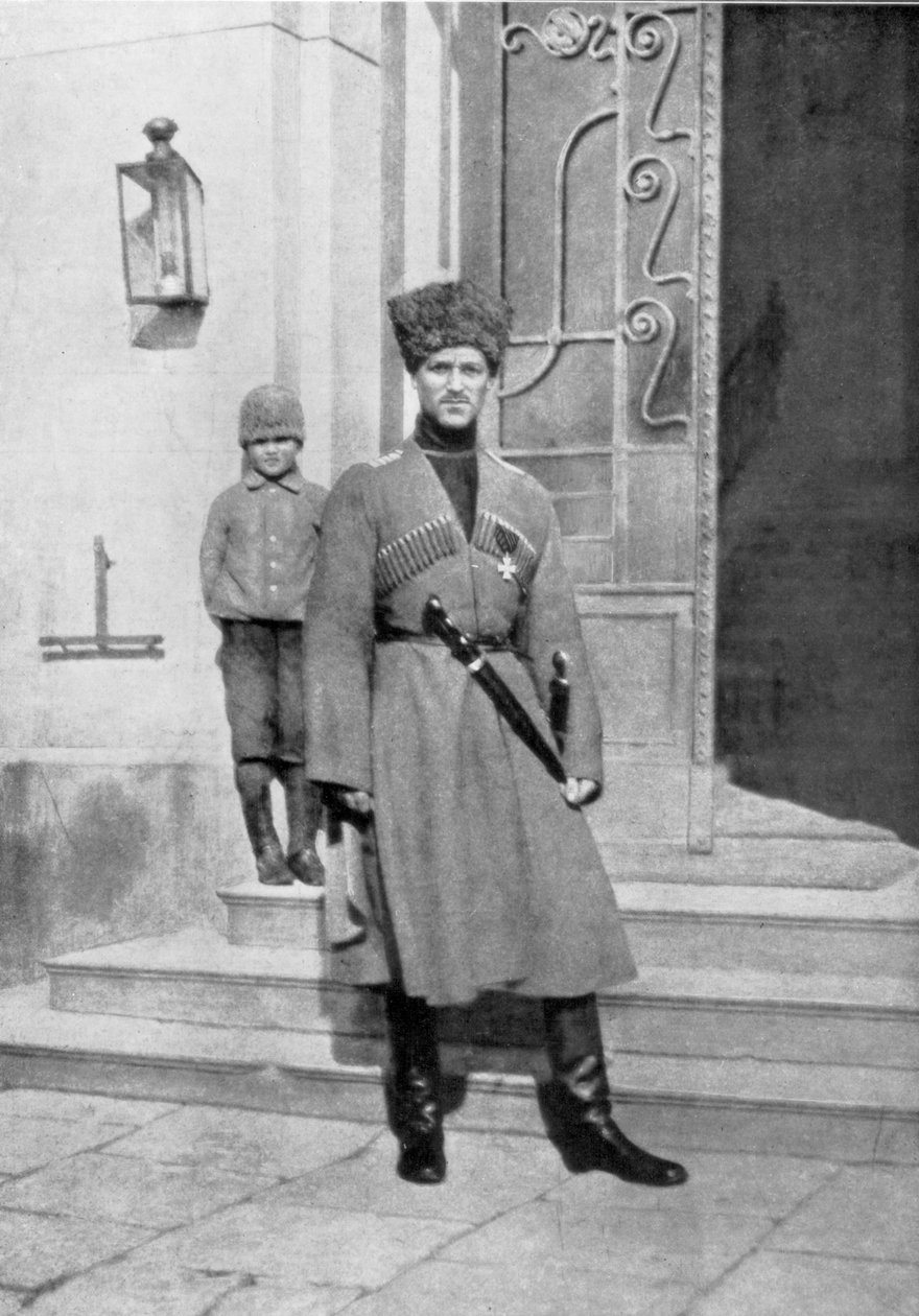 Storhertug Michael Alexandrovich av Russland i kosakkuniform, 1917 av Unbekannt