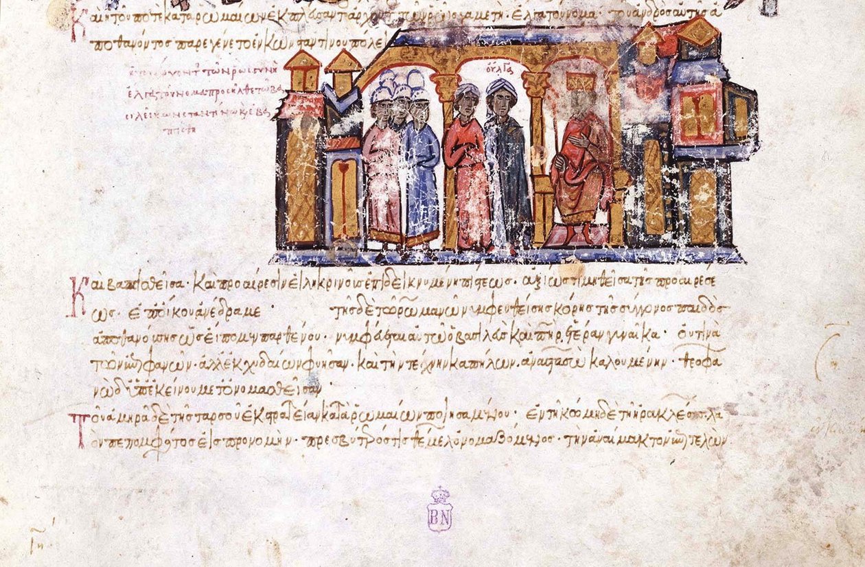 Storprinsesse Olga besøker Constantine VII Miniature fra Madrid Skylitzes, 11-1200-tallet av Unbekannt