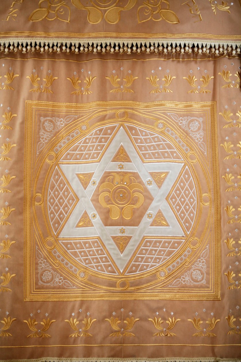 Stor synagoge. Synagoge hellig ark forheng med en Davidsstjerne. Saint Petersburg Russland av Unbekannt