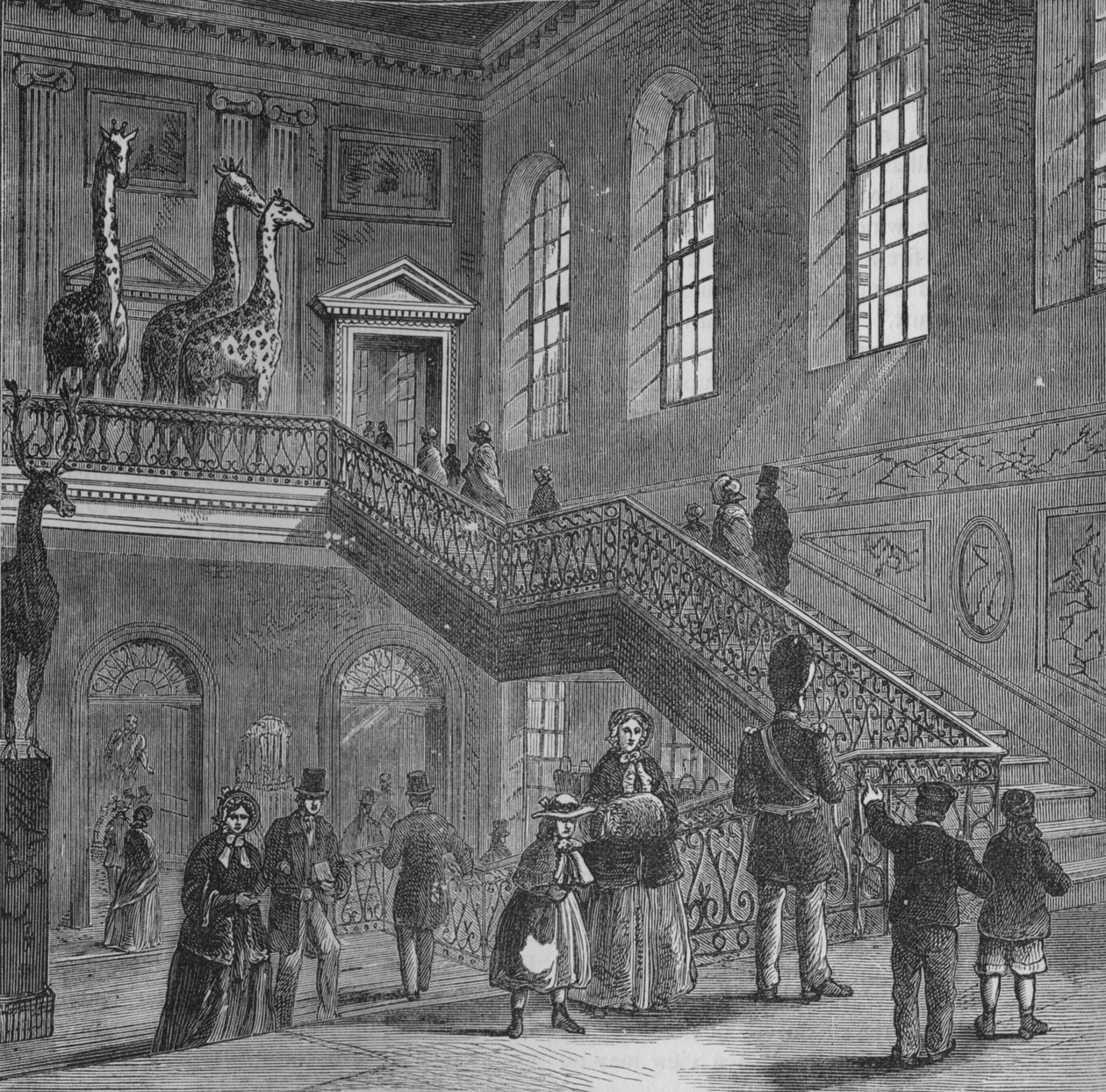 Stor trapp til Montagu House, Bloomsbury, London, c1830 1878 av Unbekannt