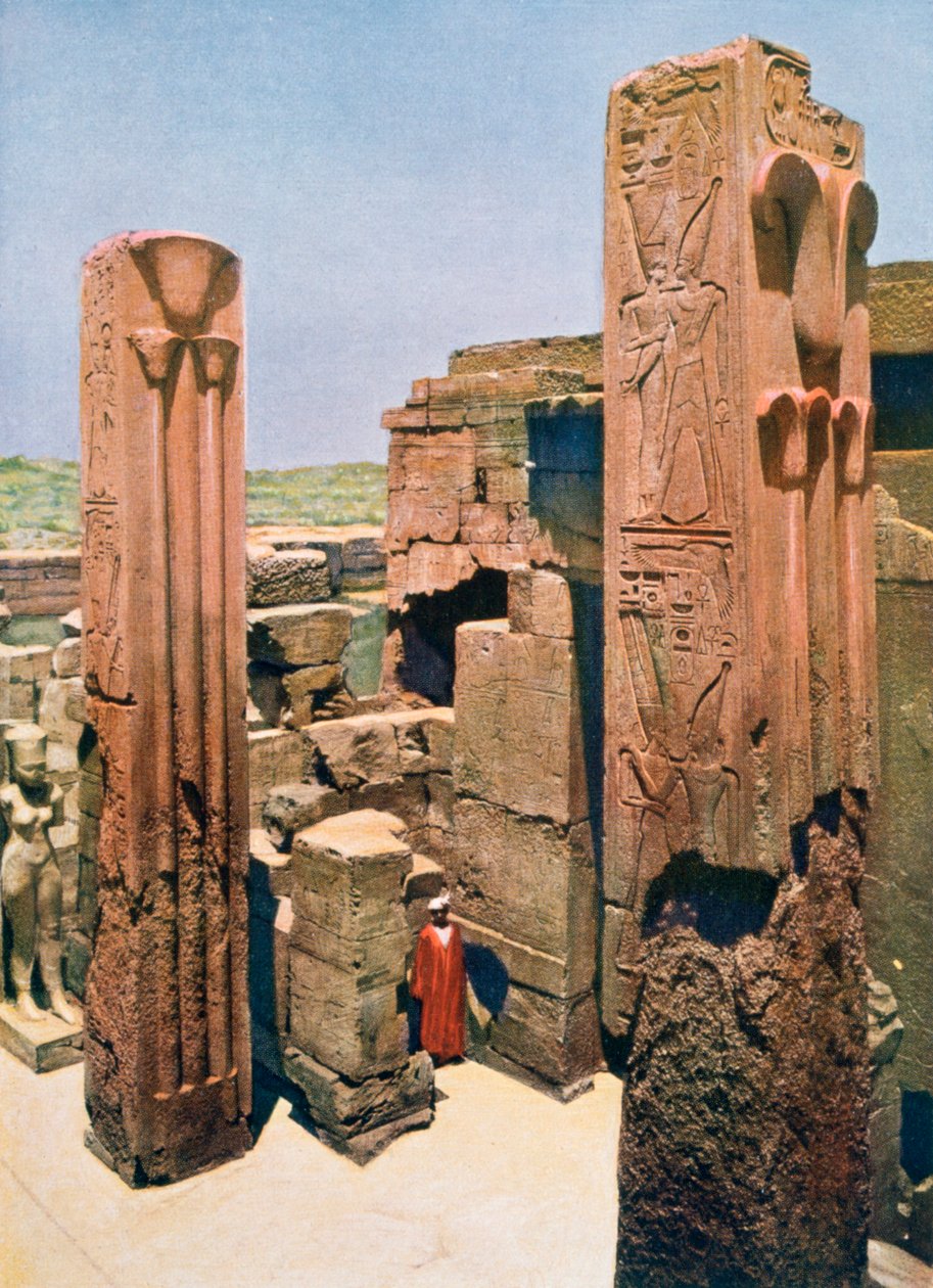 Granittsøyler med lotus- og papyrusdekor, Amun-Re-tempelet, Karnak, Egypt, 1900-tallet av Unbekannt