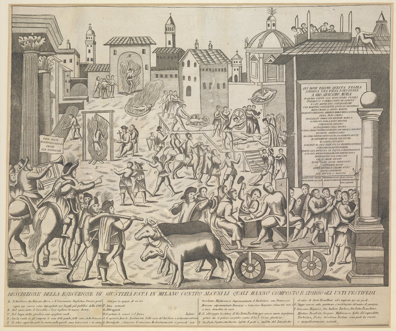 Den store pesten i Milano, 1630, ca 1835 av Unbekannt
