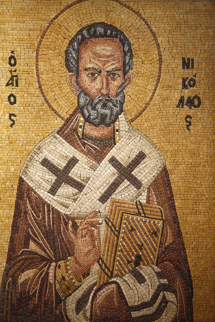 Gresk-ortodoks ikon som viser Saint Nicholas i St George's ortodokse kirke, Madaba, Madaba, Jordanie av Unbekannt