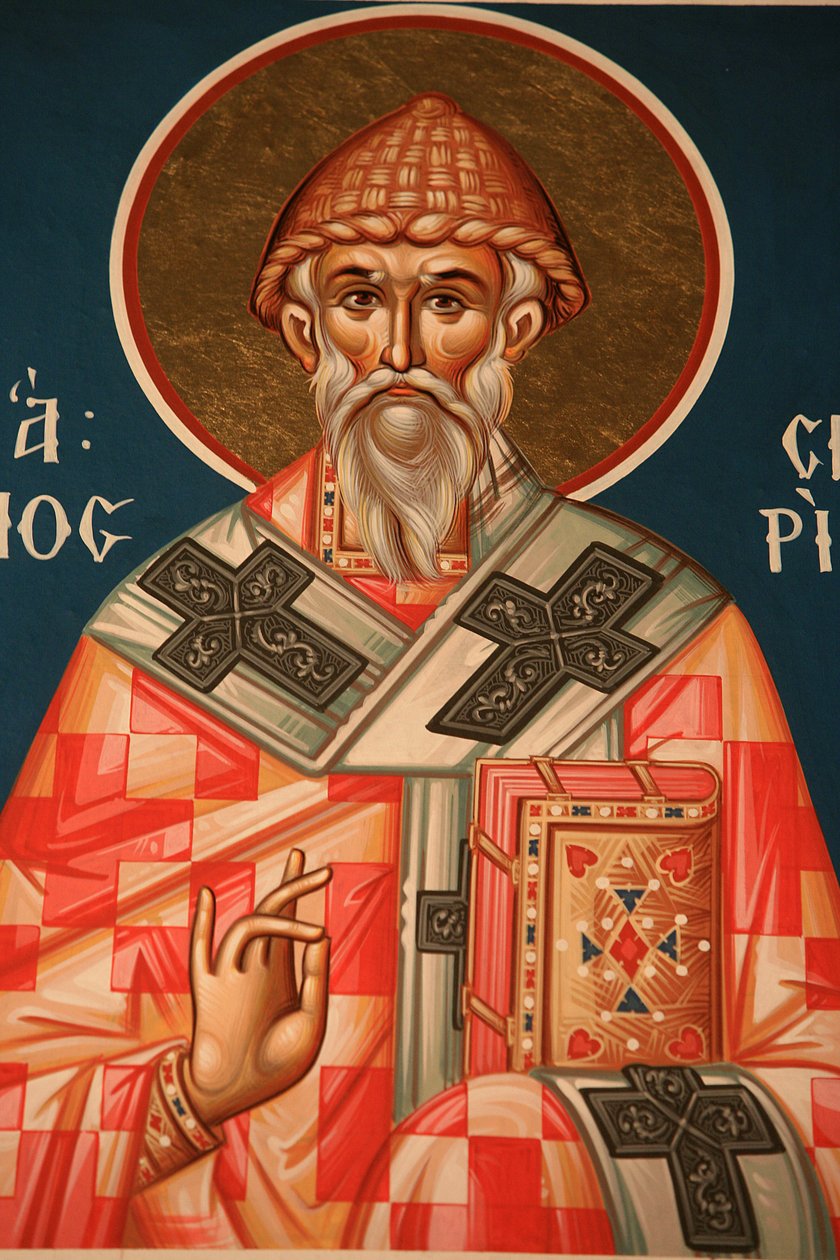 Gresk-ortodoks ikon som viser Saint Spiridon Thessalonique Hellas av Unbekannt
