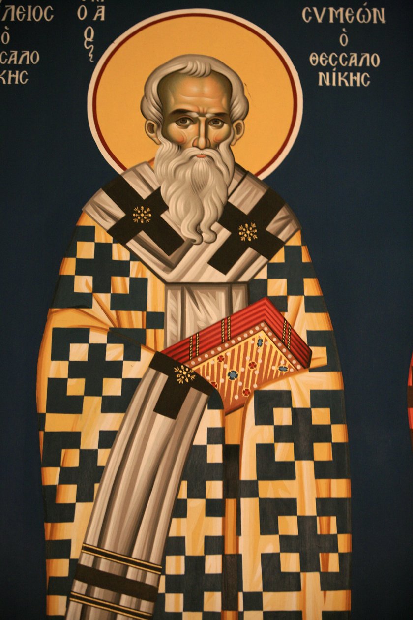Gresk-ortodoks ikon som viser den hellige Symeon av Thessaloniki Thessalonique Hellas av Unbekannt