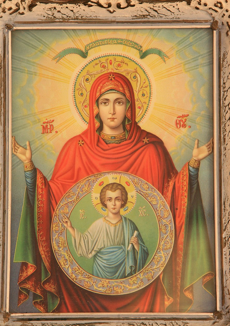 Gresk-ortodoks ikon som viser Jomfruen og Kristus Thessalonique Hellas av Unbekannt