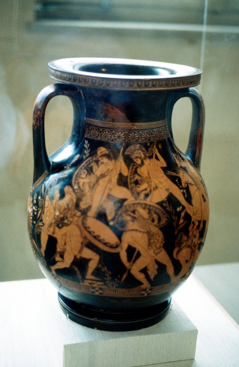 Gresk vase dekorert med figurer av krigere som kjemper av Unbekannt