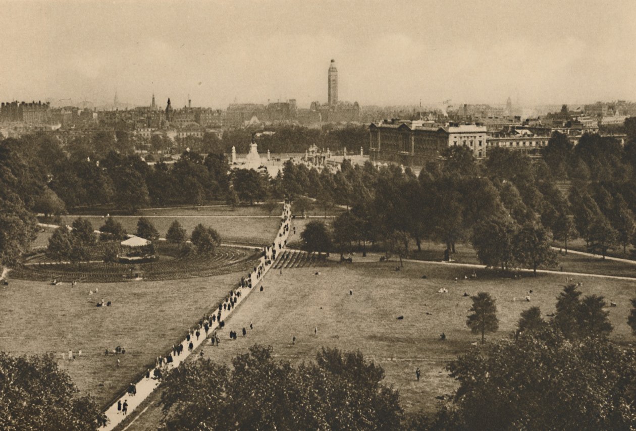 Green Park og Westminster fra strukturen som har tilranet seg stedet til Old Devonshire, c1935. av Unbekannt