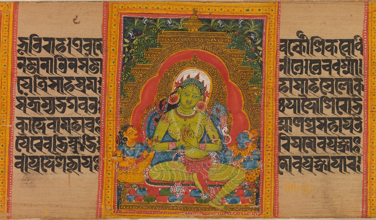 Green Tara, Folio fra...Perfection of Wisdom Manuscript, tidlig på 1100-tallet. av Unbekannt