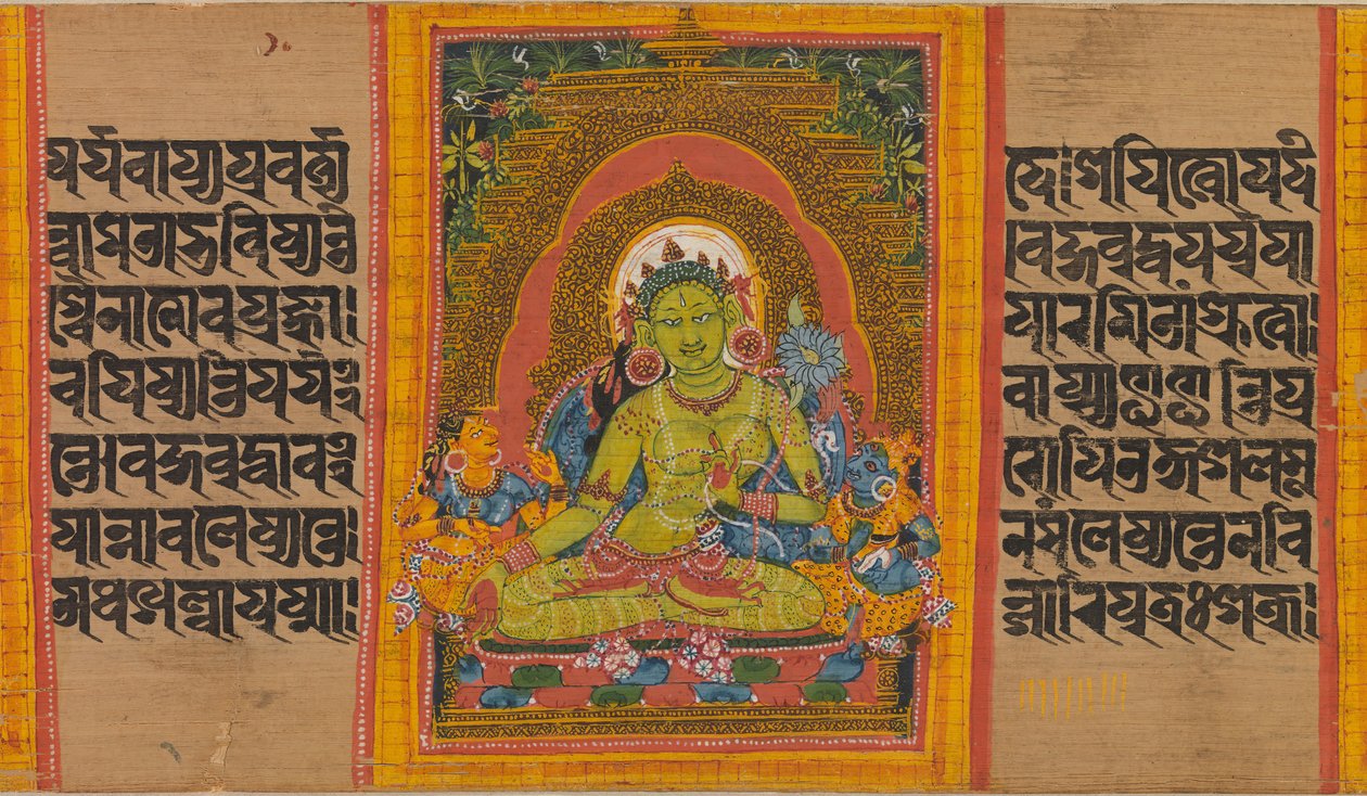 Grønn Tara, Folio fra... Perfection of Wisdom Manuscript, tidlig på 1100-tallet. av Unbekannt