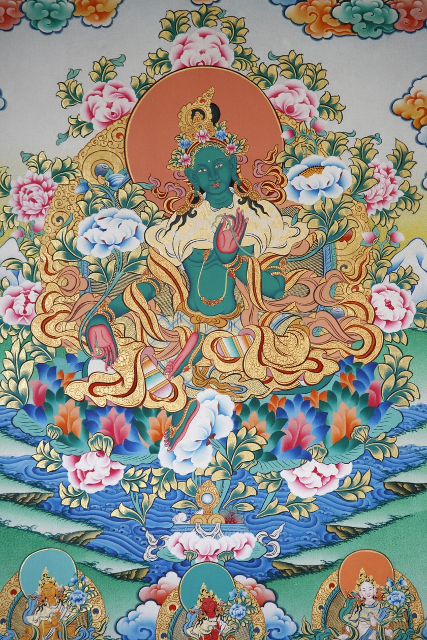 Grønn Tara, symbol på velstand. Kopan kloster, Kathmandu, Nepal av Unbekannt