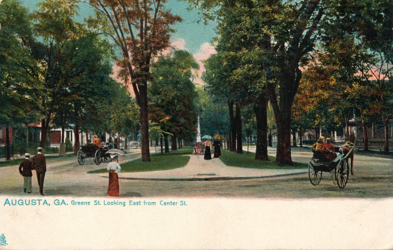 Greene Street, ser østover fra Center Street, Augusta, Georgia, Amerika, c1910 av Unbekannt