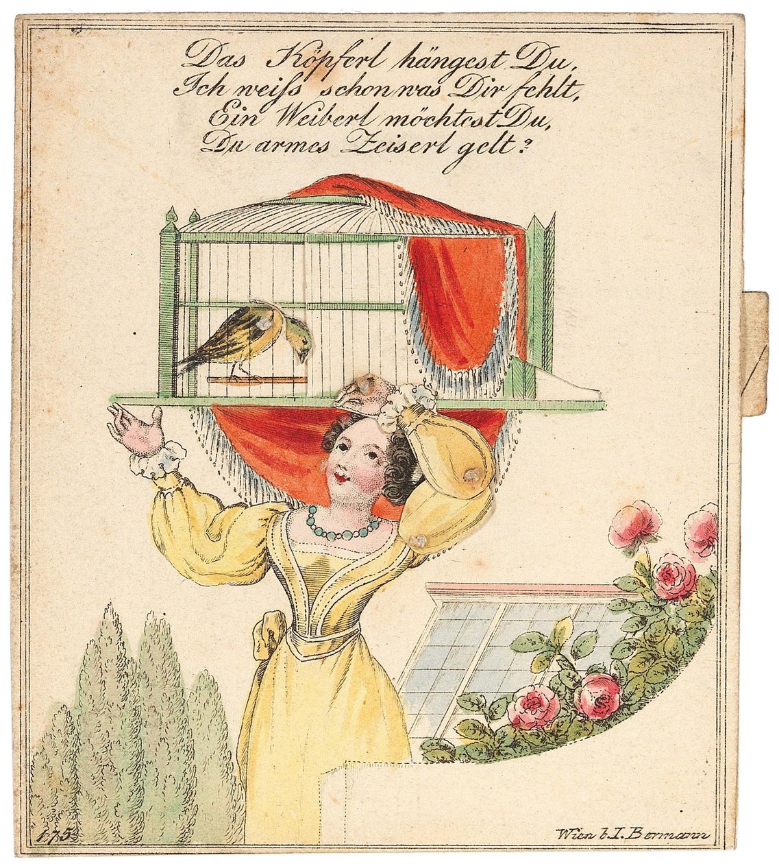Gratulasjonskort. Det lille hodet ditt henger, jeg vet hva som feiler deg... etter 1815. av Unbekannt