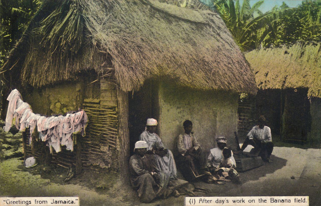 Hilsen fra Jamaica. 1 Etter dagers arbeid på bananfeltet, tidlig på 1900-tallet. av Unbekannt