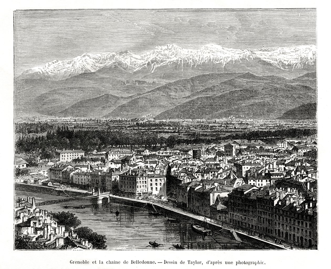 Grenoble fra Belledonne-området, Frankrike, 1886 av Unbekannt