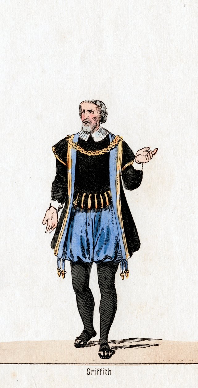 Griffith, kostymedesign for Shakespeares skuespill, Henry VIII, 1800-tallet av Unbekannt