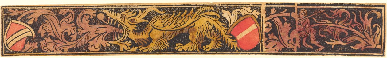 Grotesk stripe med drage, skjold og ville menn, ca. 14751500. av Unbekannt