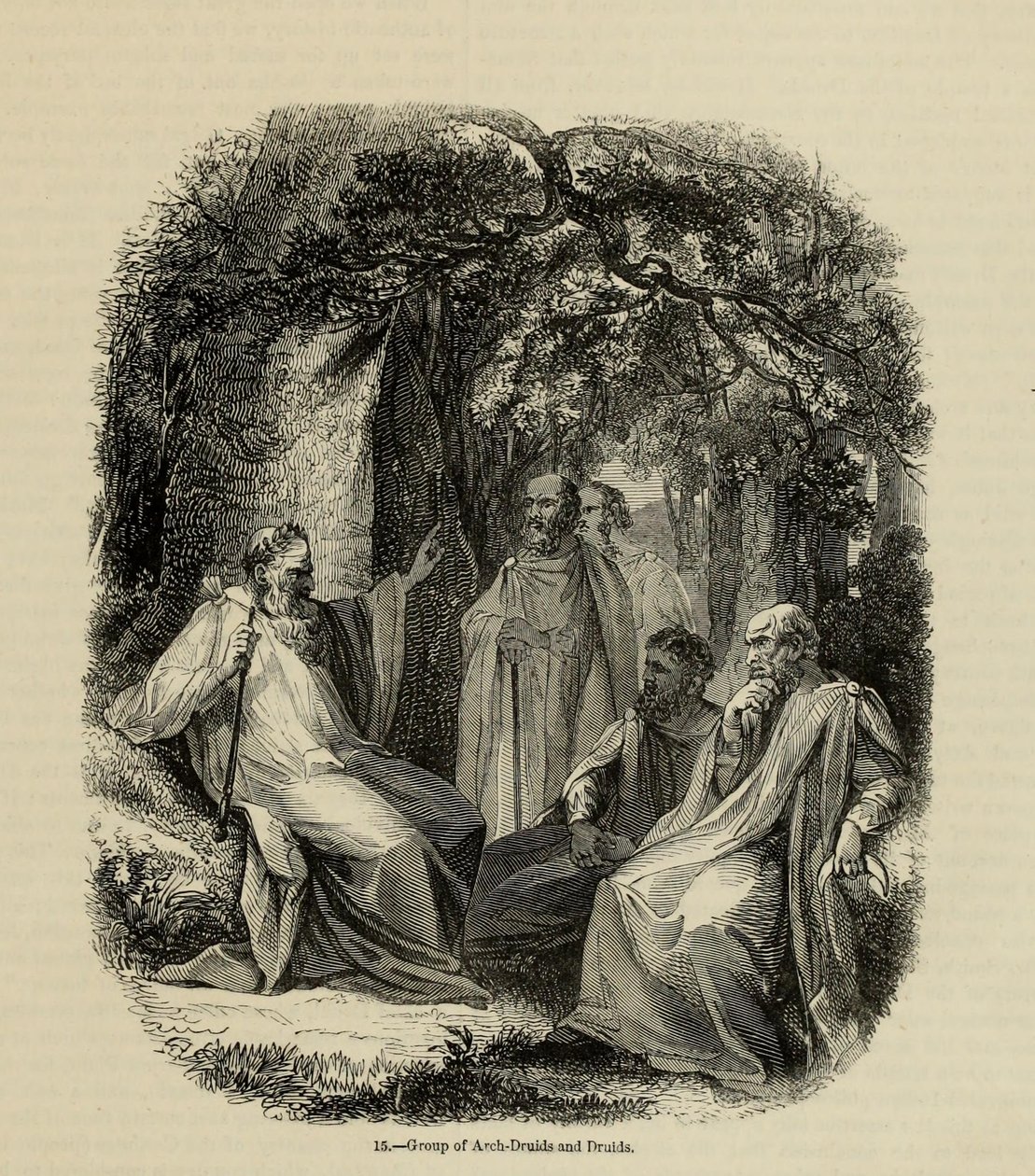 Group of Archdruids and Druids Fra boken Old England: A Pictorial Museum, 1845 av Unbekannt