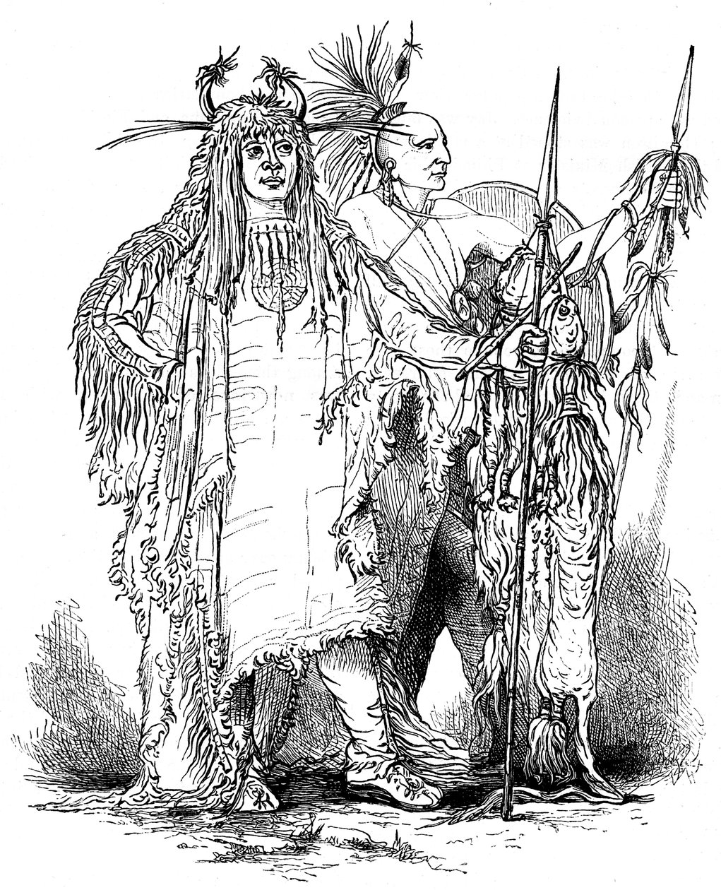 Gruppe grenseindianere, ca. sent på 1700-tallet c1880 av Unbekannt