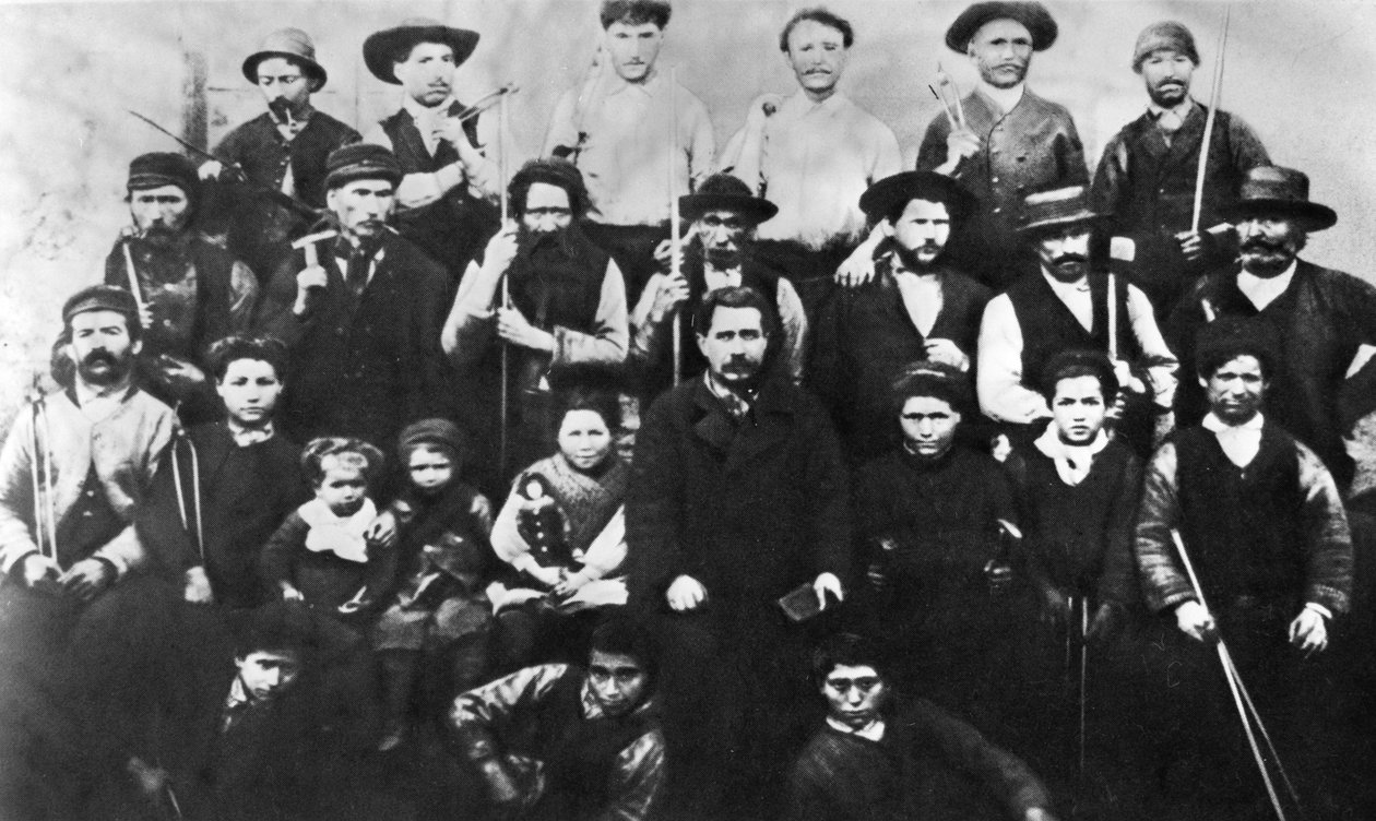Gruppe parisiske arbeidere som deltar i kommunen, fotografi. Paris kommune 1871 av Unbekannt