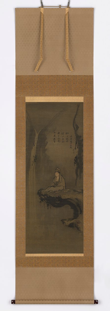 Guanyin, hvit kappe, sittende på en overhengende stein, Muromachi-periode, 1400-tallet. av Unbekannt