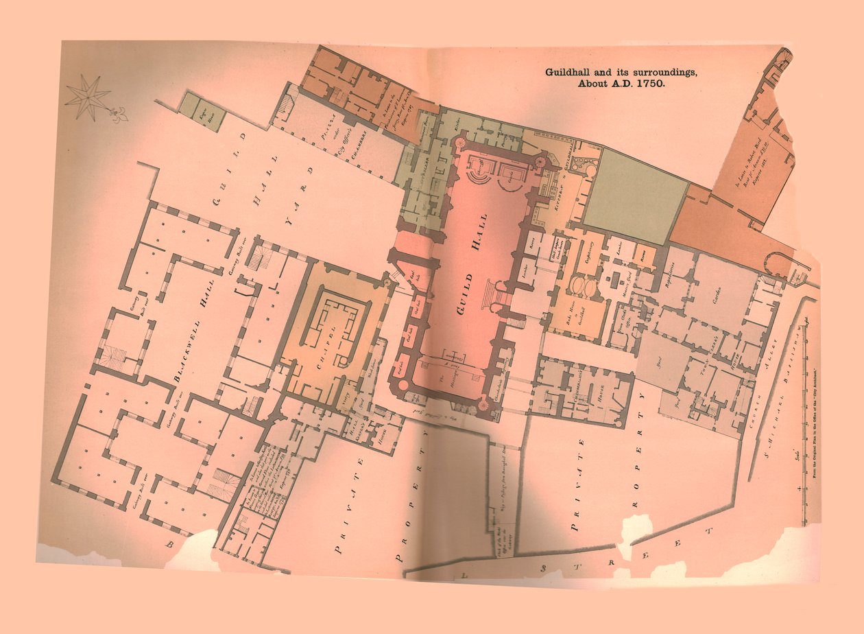 Guild Hall City of London-plan, c1750, 1886 av Unbekannt