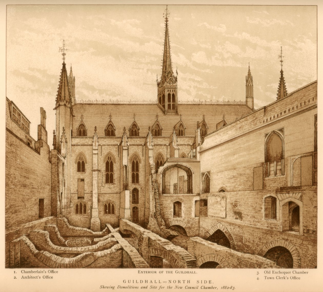 Guildhall North Side, City of London, 1882-1883 1886 av Unbekannt