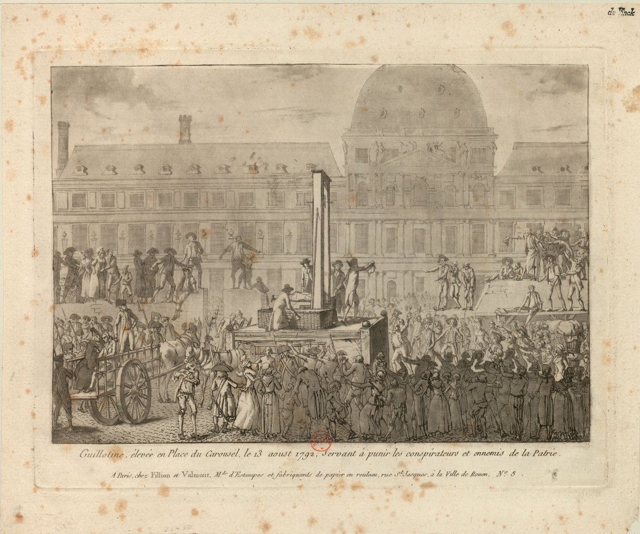 Giljotin reist på Place du Carrousel, 13. august 1792 … av Unbekannt