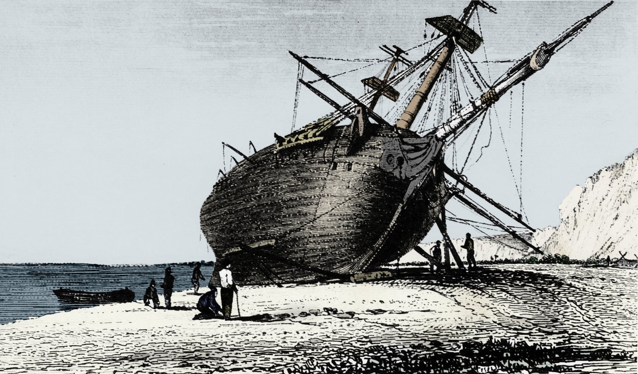 HMS Beagle lagt i land, Rio Santa Cruz, Patagonia, Sør-Amerika, 1834 1839 av Unbekannt