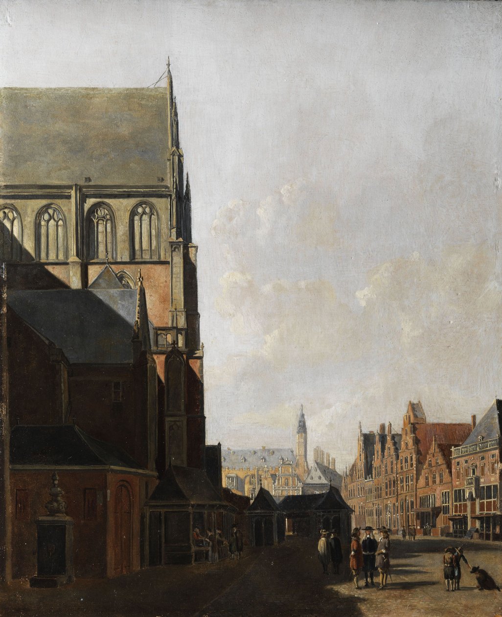 Haarlem, utsikt over byen (bykirken og markedsplassen) av Unbekannt