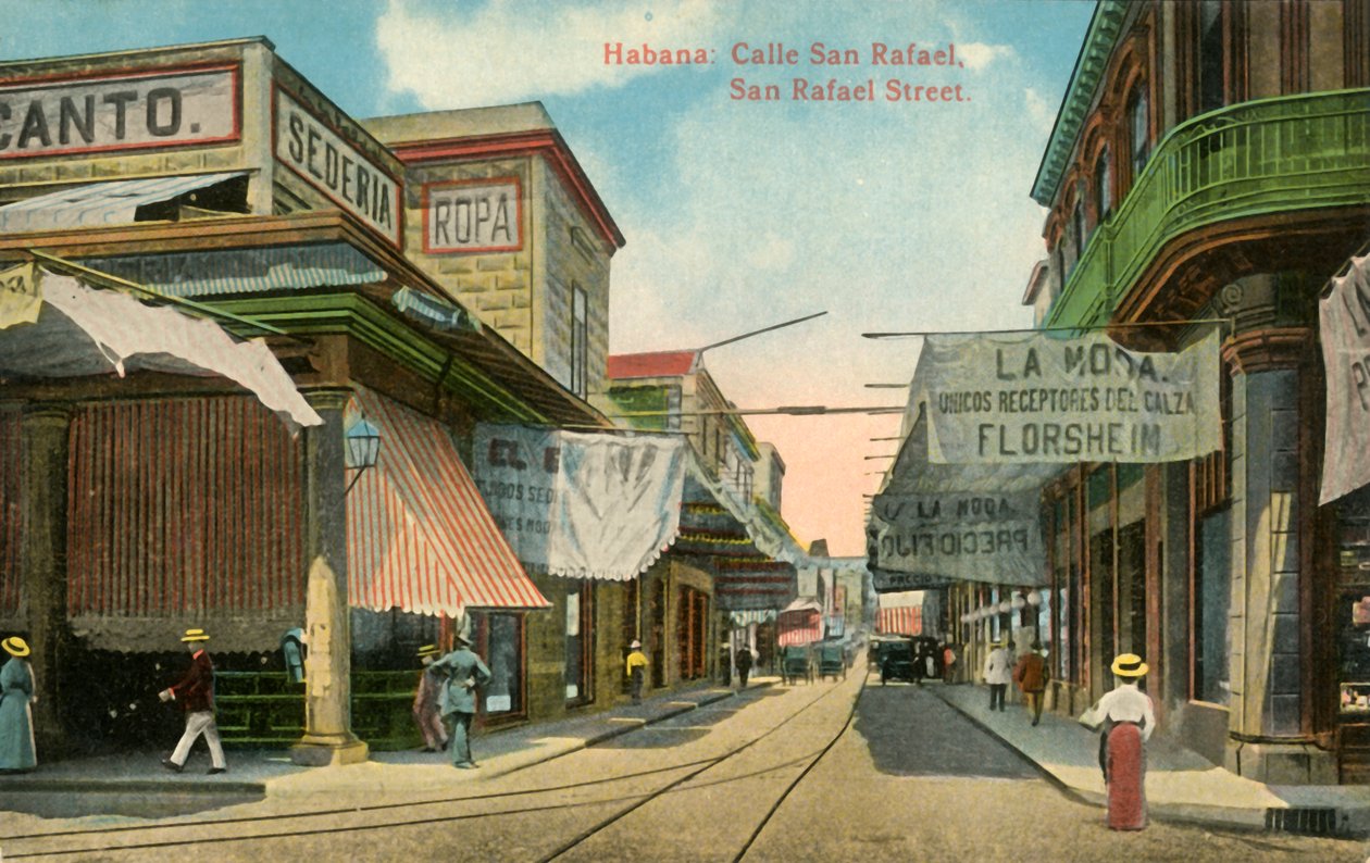 Havana: Calle San Rafael, San Rafael Street, ca. 1910-tallet. av Unbekannt