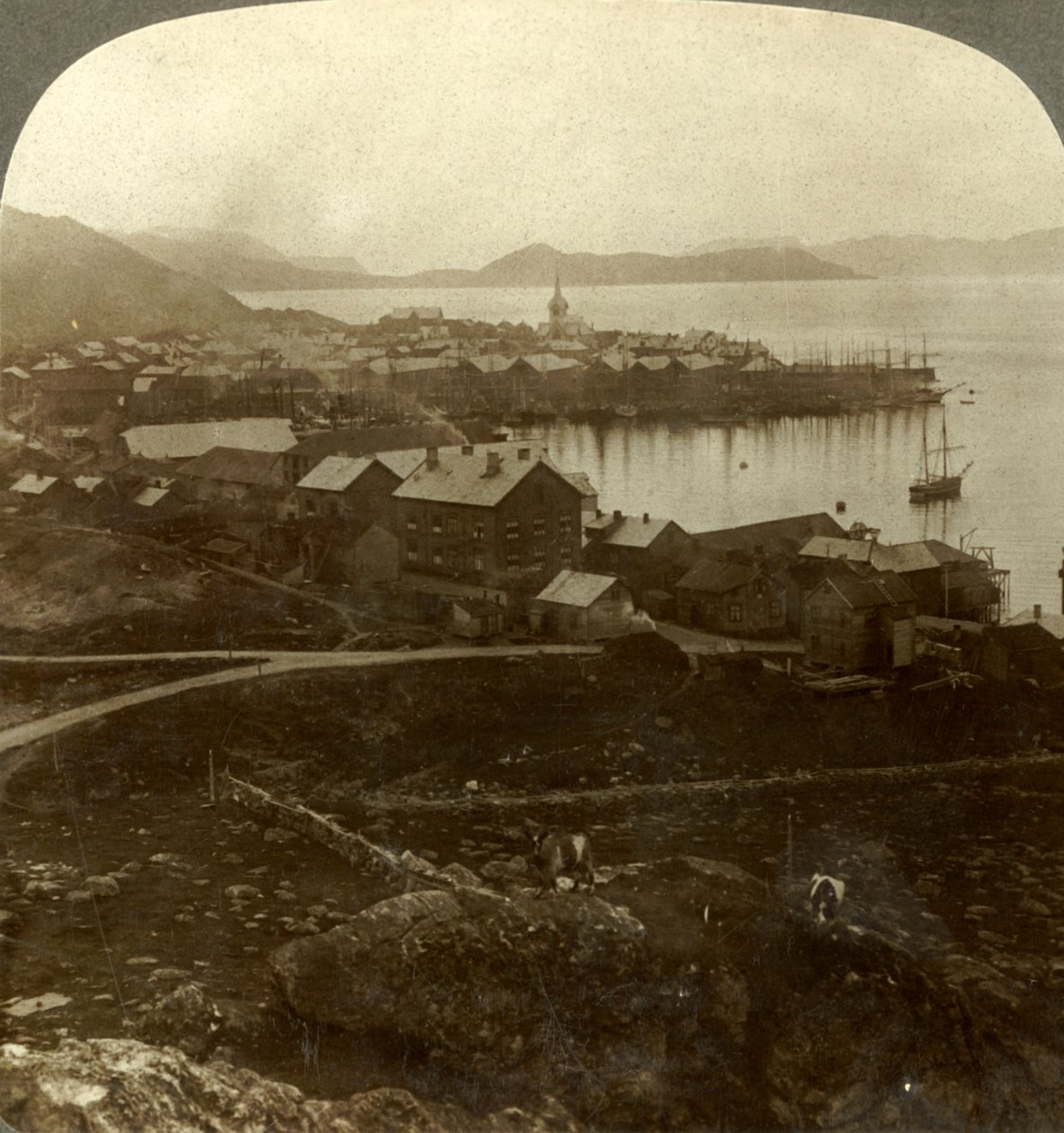 Hammerfest. Verdens nordligste by - ingen solnedgang fra 13. mai til 29. juli, Norge, c1905. av Unbekannt