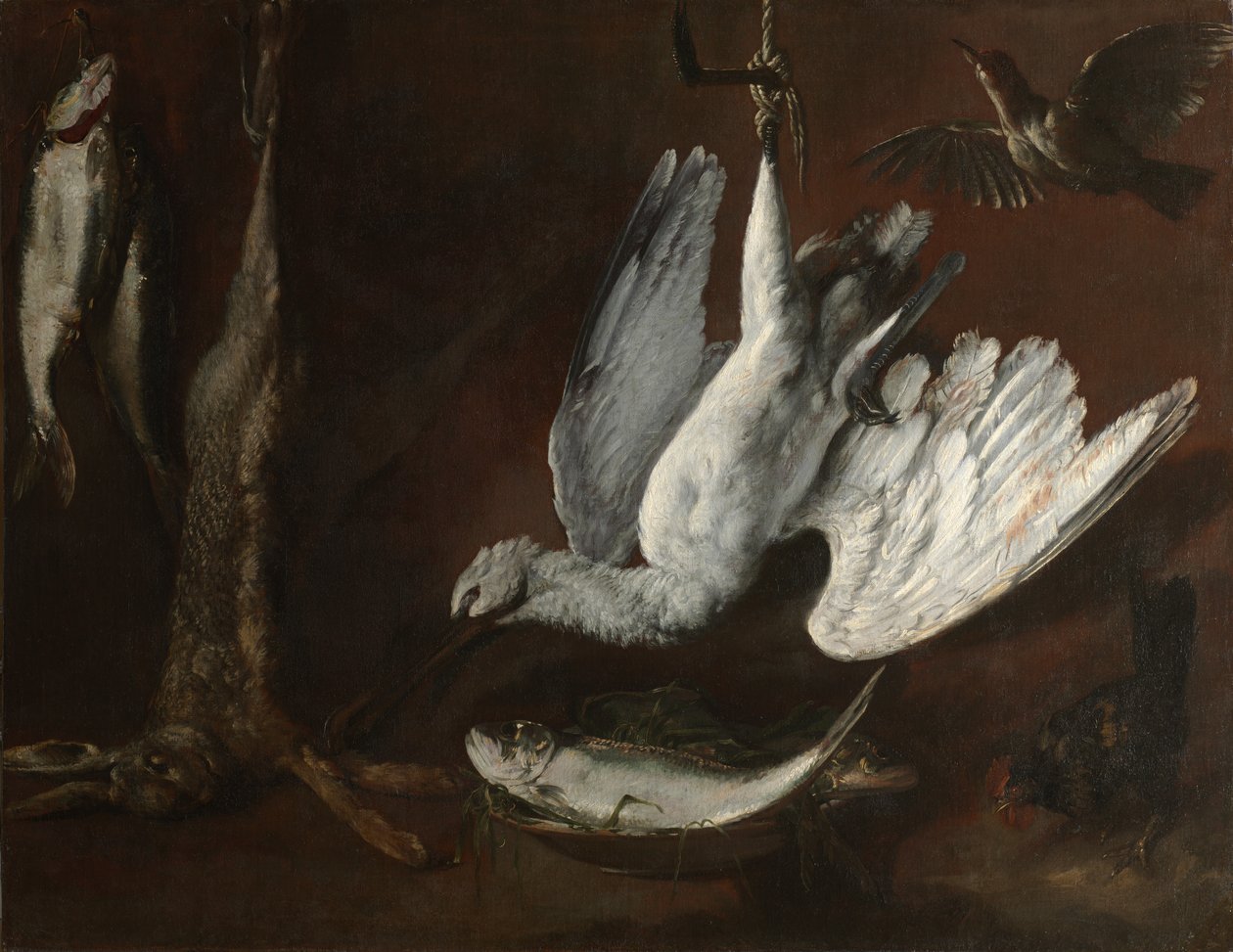 Hare, skjestork og fisk, midten av 1600-tallet. av Unbekannt
