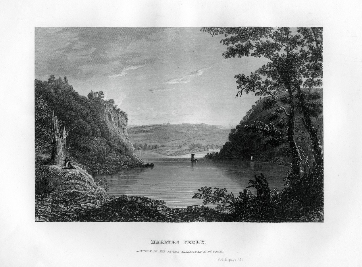 Harpers Ferry, krysset mellom elvene Shenandoah og Potomac, West Virginia, USA, 1855 av Unbekannt