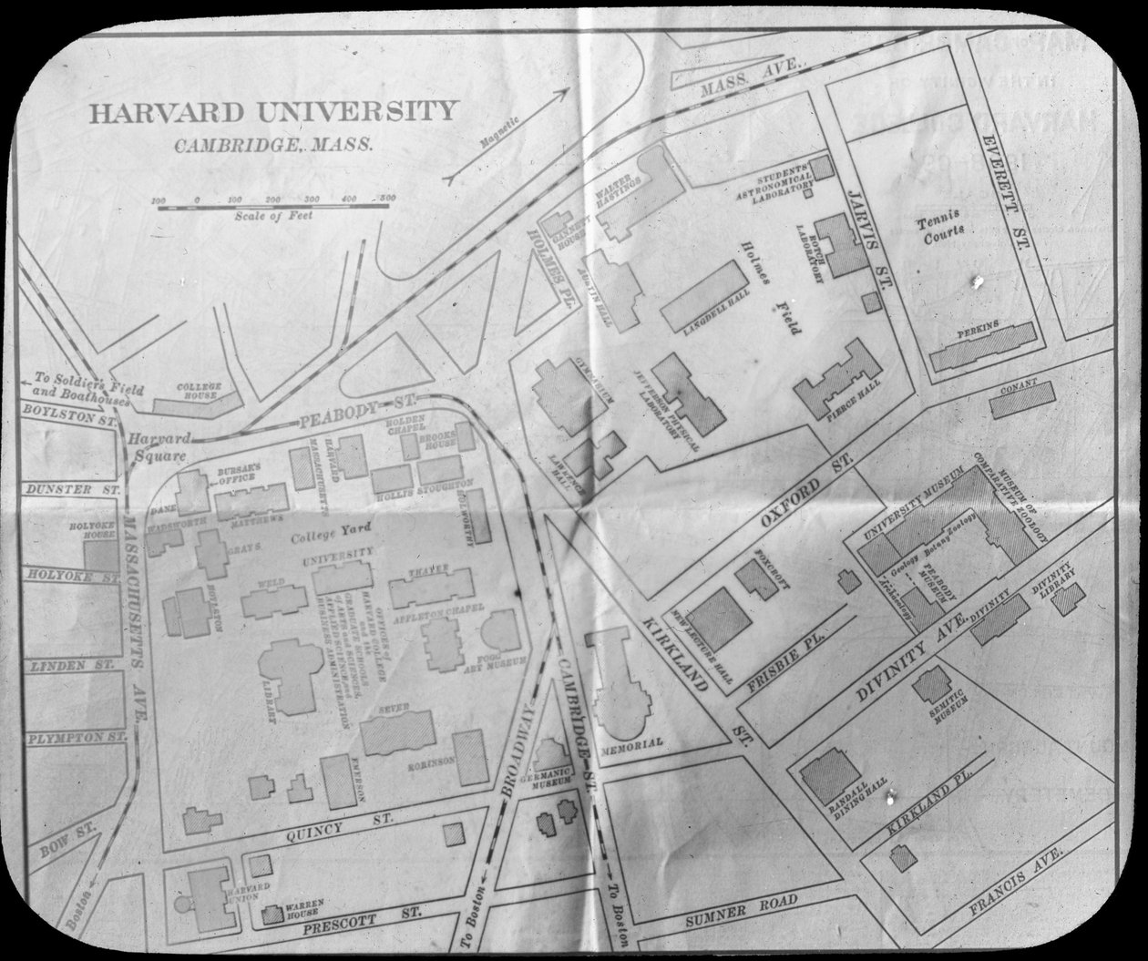 Harvard University campus map, Cambridge, Massachusetts, USA, slutten av 1800- eller begynnelsen av 1900-tallet av Unbekannt
