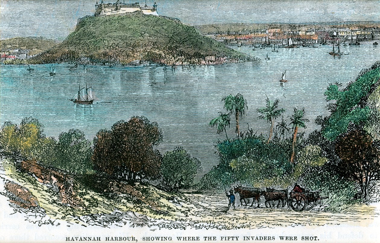 Havannah havn, viser hvor de femti inntrengerne ble skutt, Cuba, c1880 av Unbekannt