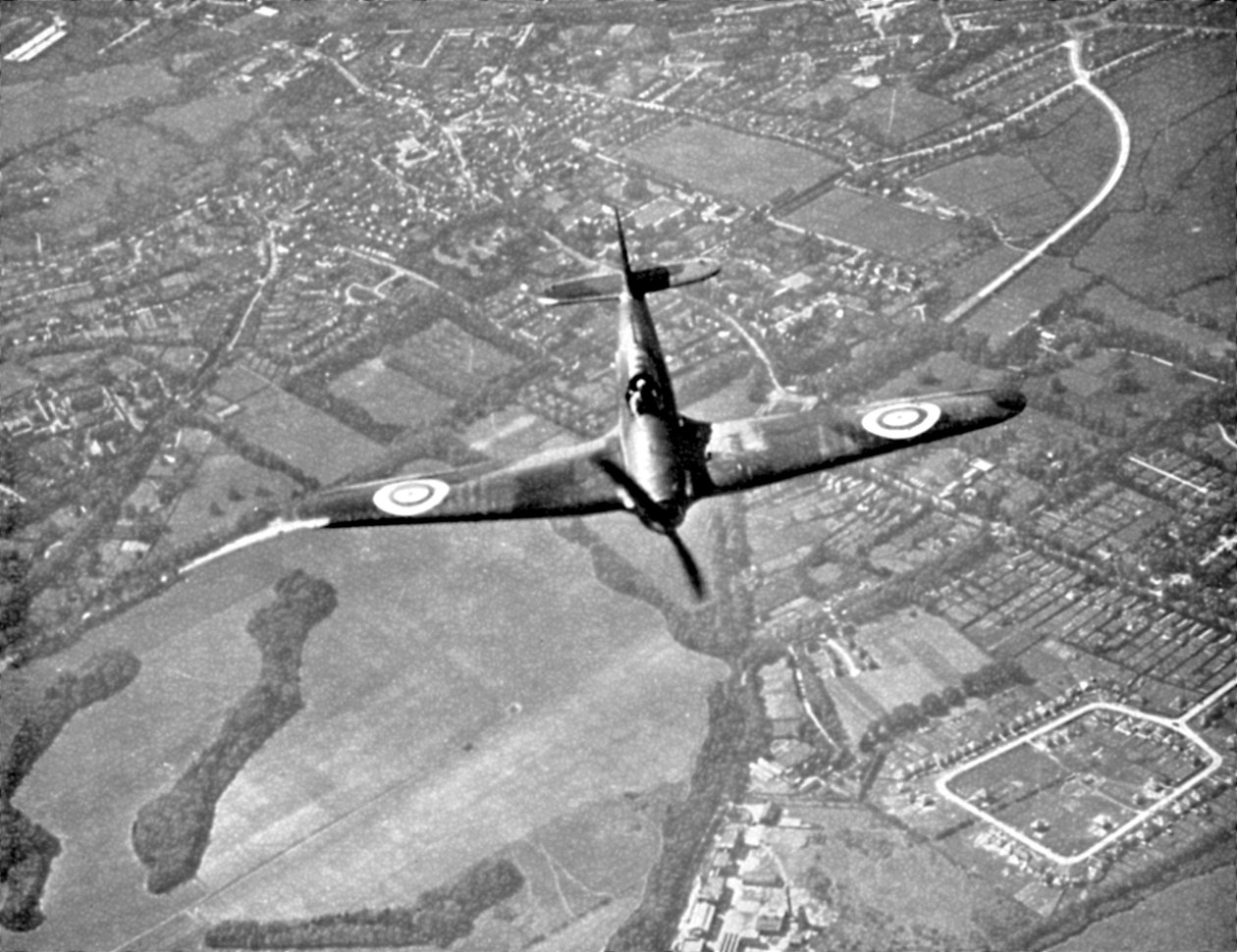 Hawker Hurricane på flukt, Battle of Britain, andre verdenskrig, 1940 av Unbekannt