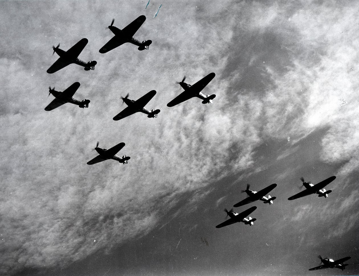 Hawker Hurricanes flyr i formasjon, Battle of Britain, andre verdenskrig, 1940 av Unbekannt