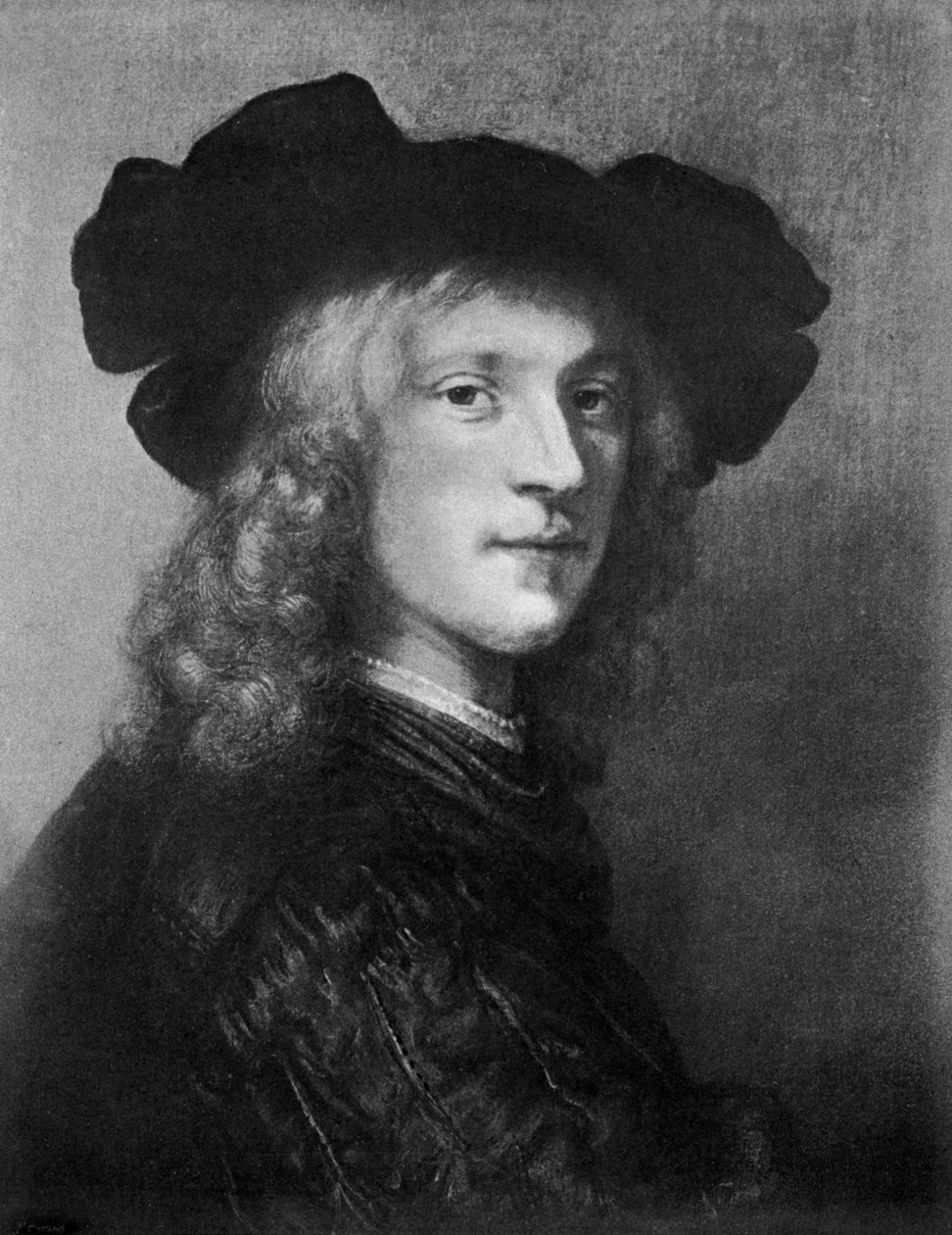 Hode fra portrettet av A Man with a Hawk, 1643, 1901 av Unbekannt