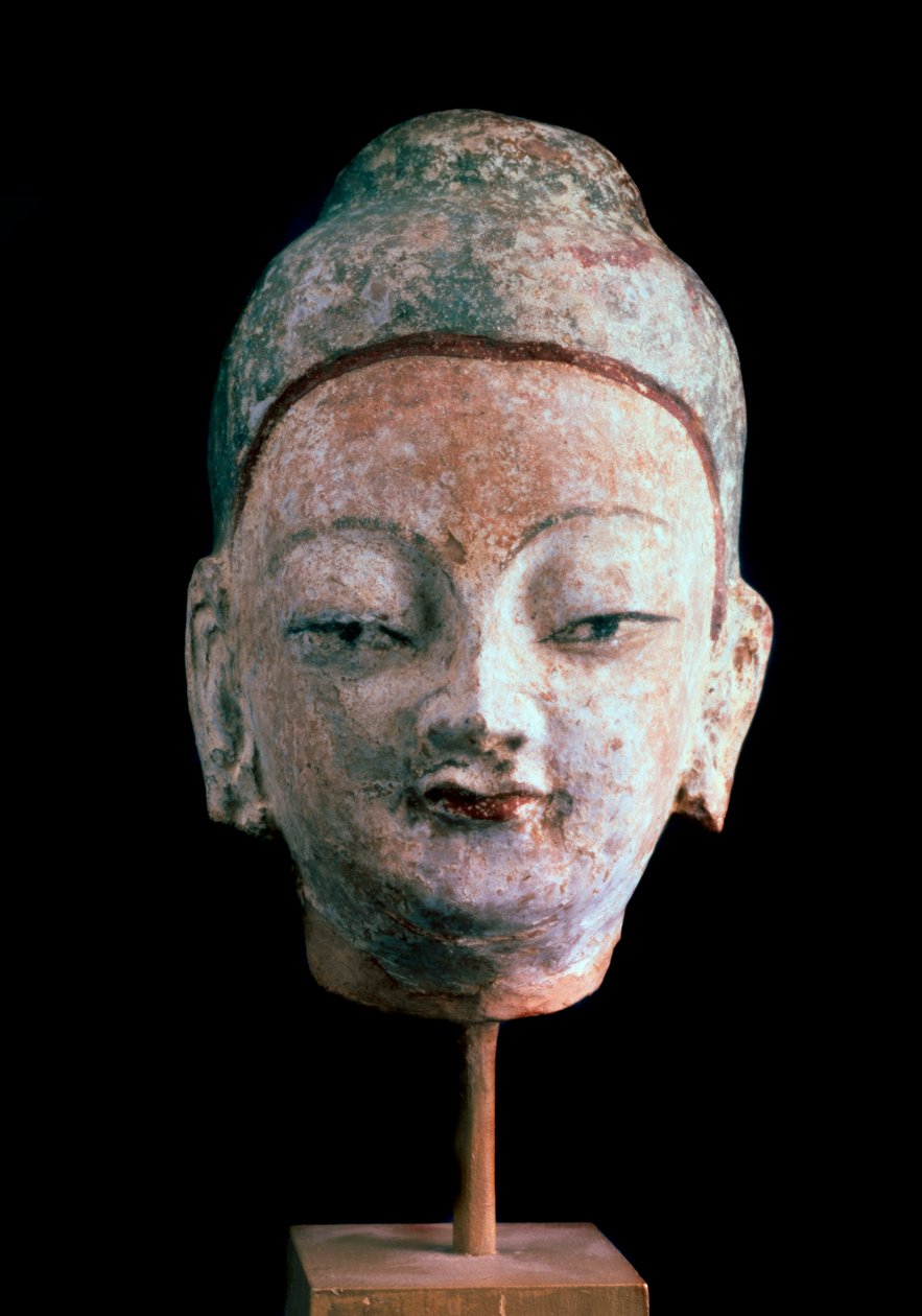 Buddhas hode, fra ruinene av gamle Idikutshari nær Turfan, 8.-9. av Unbekannt