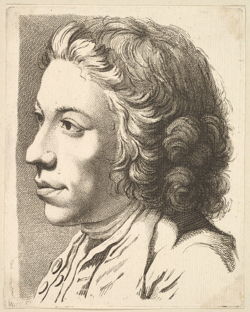 Head of a Man in Profile, fra Livre de Têtes Gravées dapres F. Boucher et Autres..., 1700-tallet. av Unbekannt