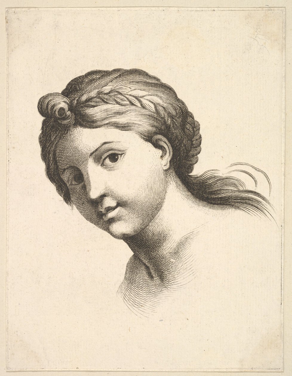 Head of a Woman, fra Livre de Têtes Gravées etter F. Boucher and Others Book of..., 1700-tallet. av Unbekannt